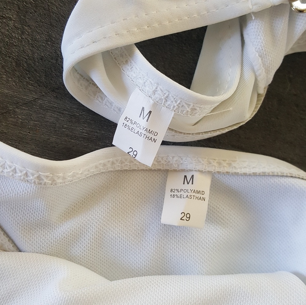 White High Neck Strapped Bikini Set - Picture 3 of 5